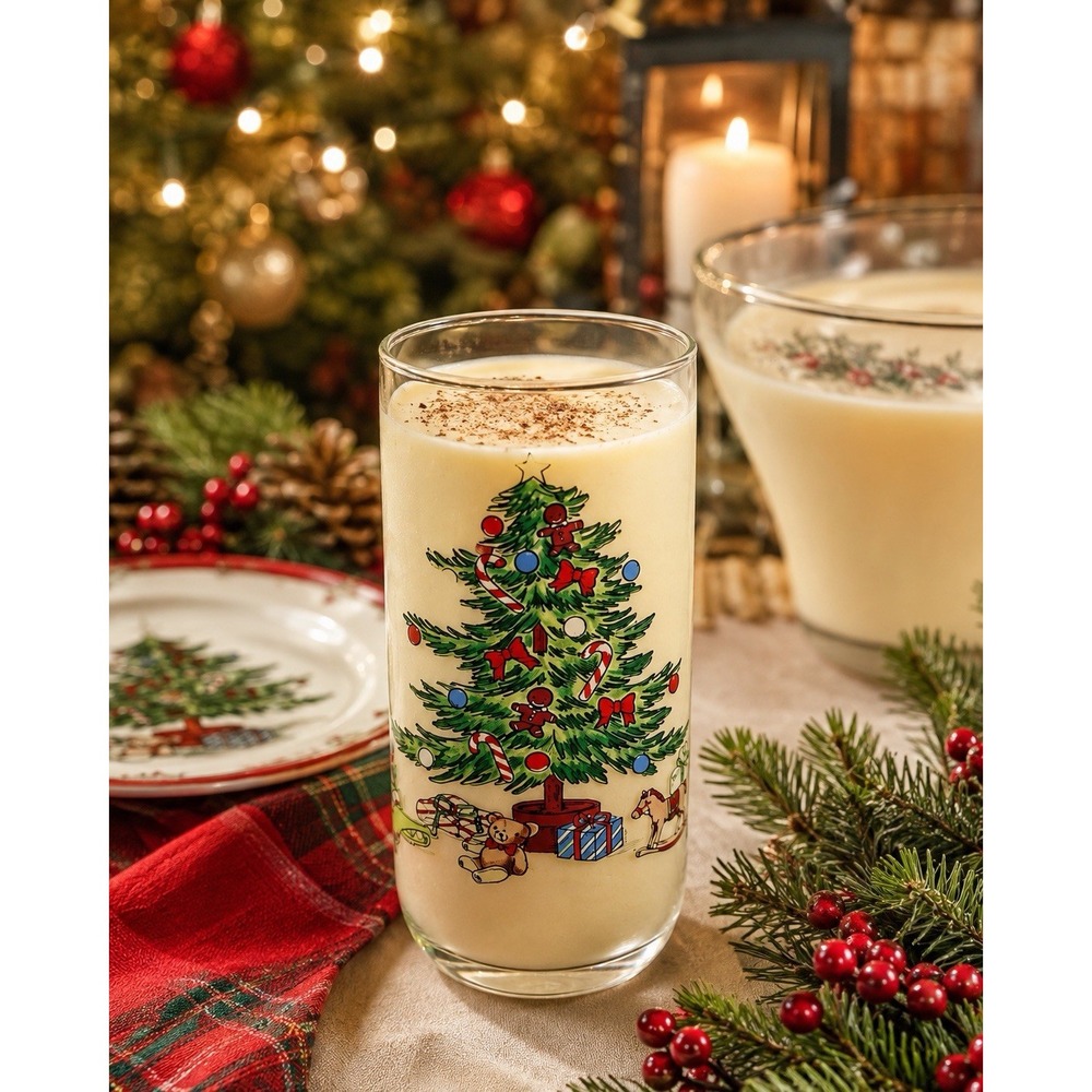 Set of 8 Luminarc Noel Christmas Tree Highball Glasses Holiday Tumblers 6 inch